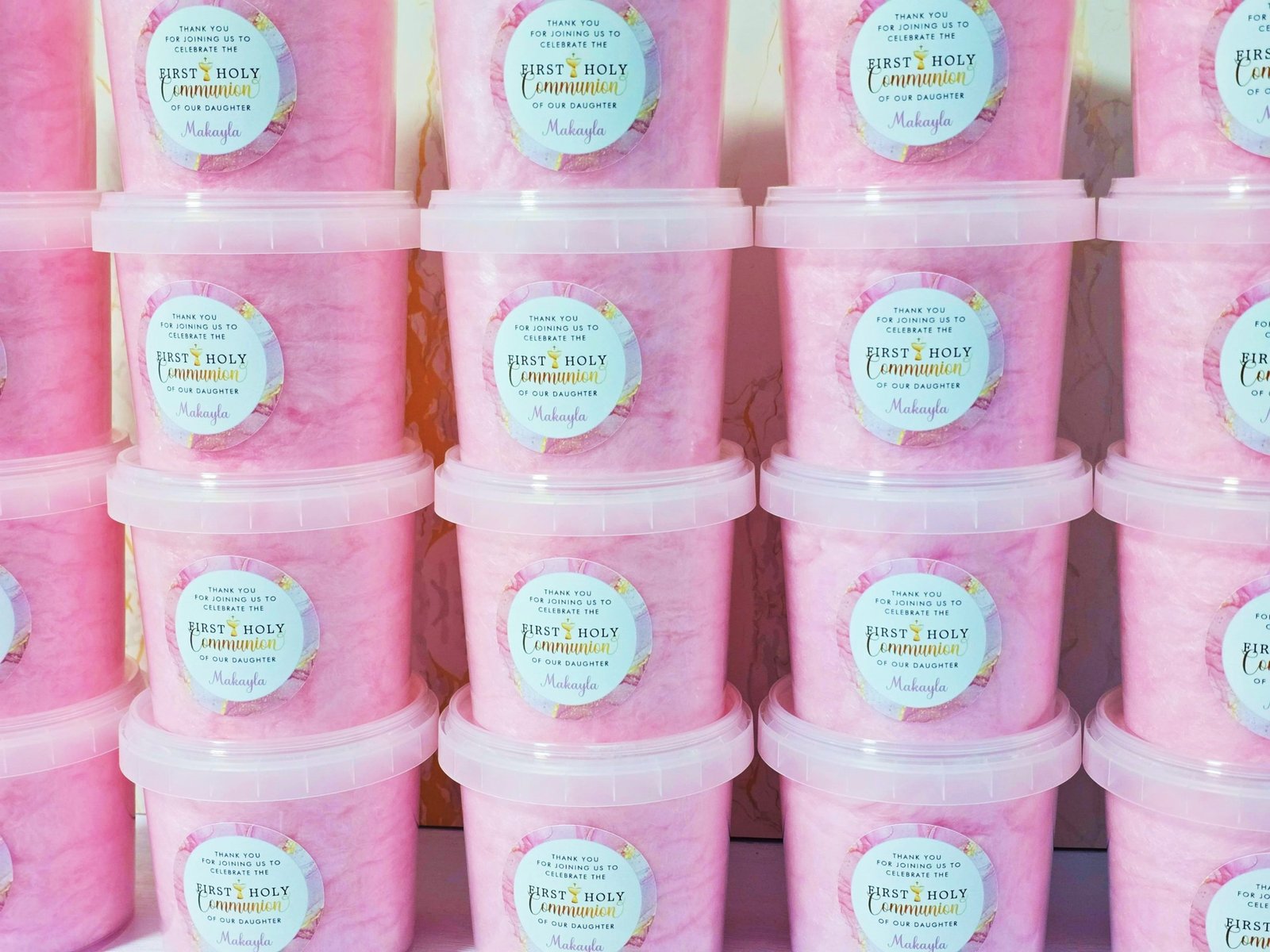 holy communion fairy floss party favour tub