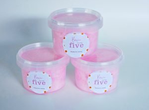 Flower Theme themed personalised fairy floss tub for birthday parties