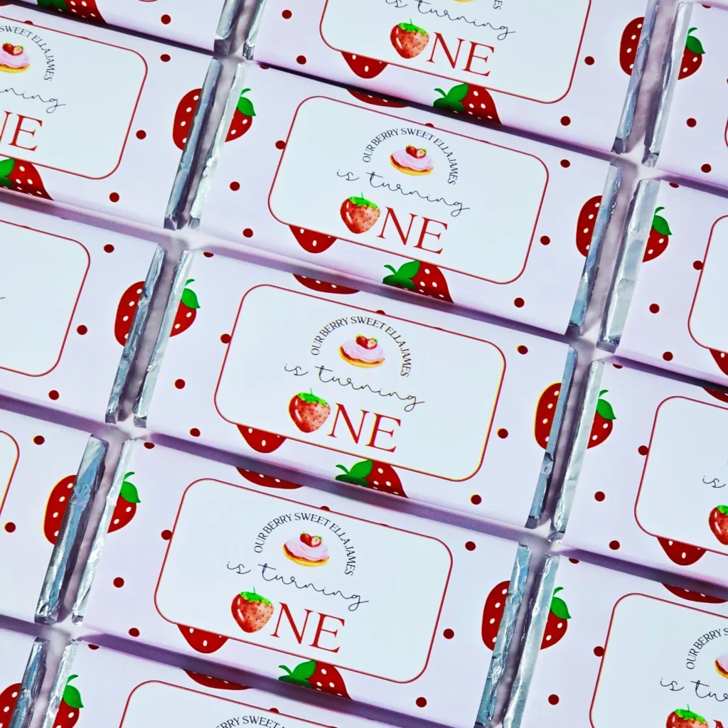 Birthday chocolate bars with personalised wrappers