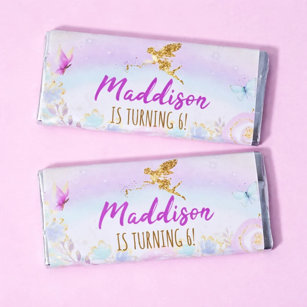 Chocolate bars with personalised wrappers for parties