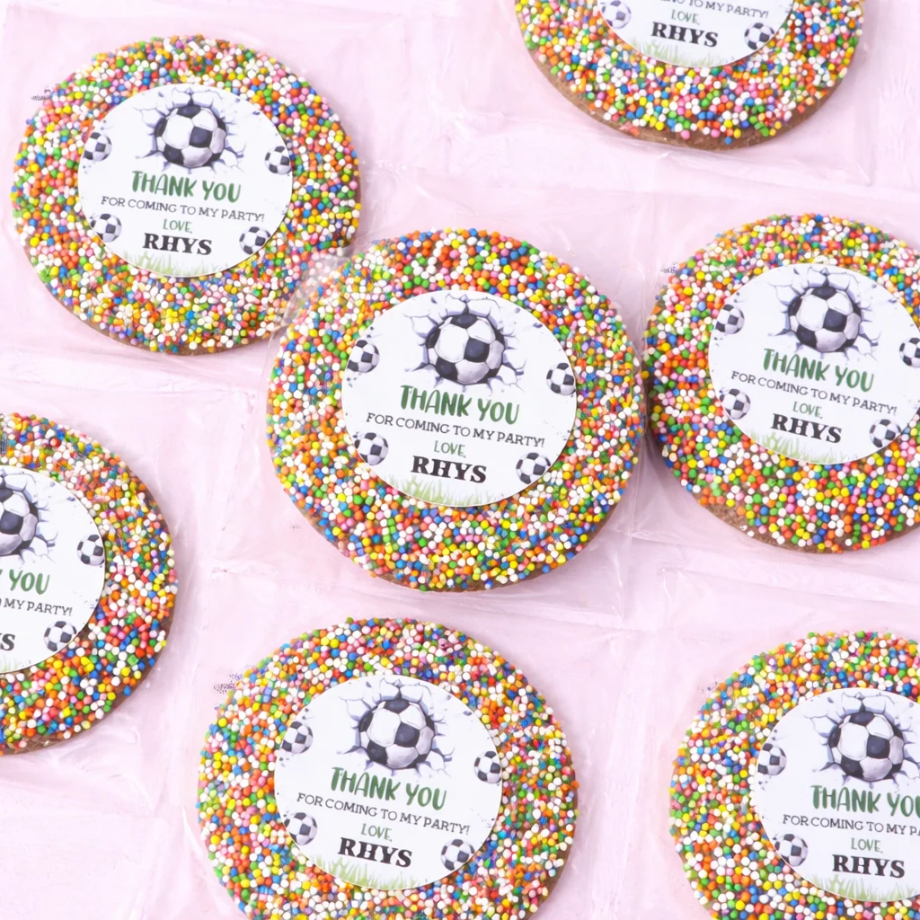 Chocolate freckles with custom labels for events