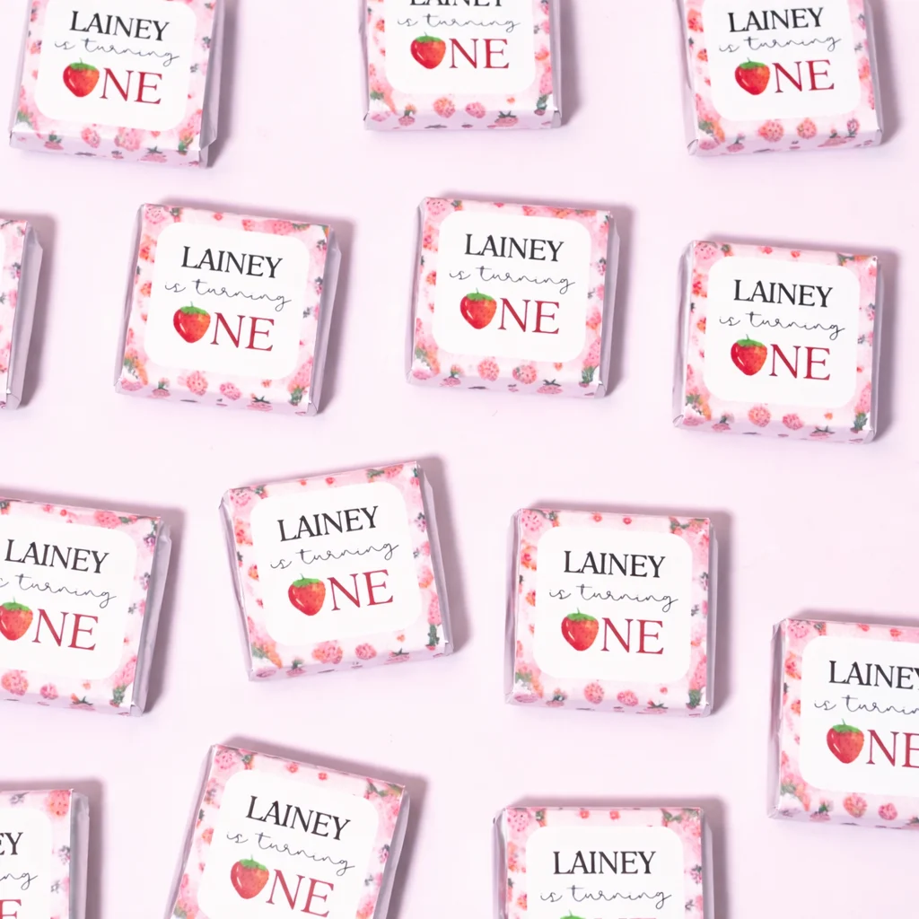 Mini chocolates with personalised wrappers for party orders