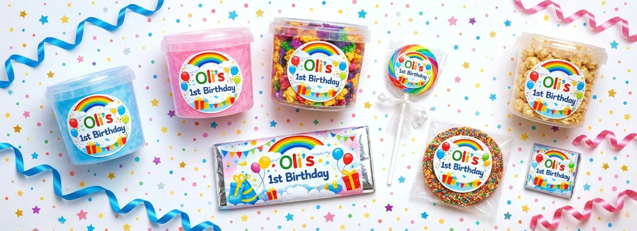 Personalised party favours Australia fairy floss chocolates popcorn and lollies by Flossty Treats