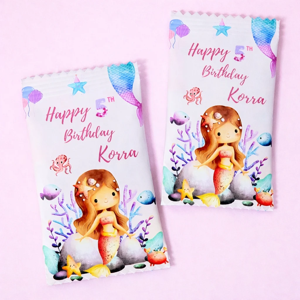 Skittles and M&M candy packs with personalised wrappers