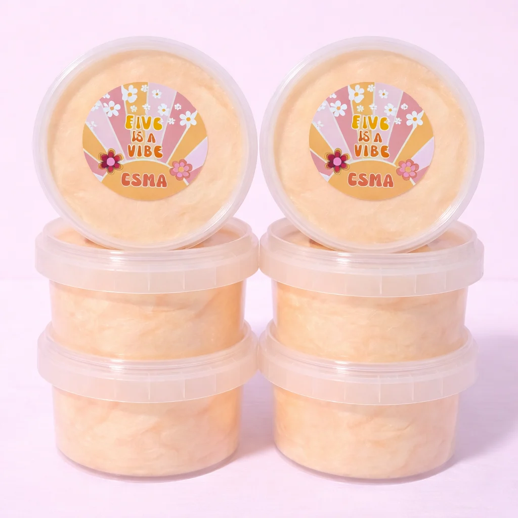 Groovy personalised fairy floss with retro daisy design for groovy birthday party and two groovy celebration theme.