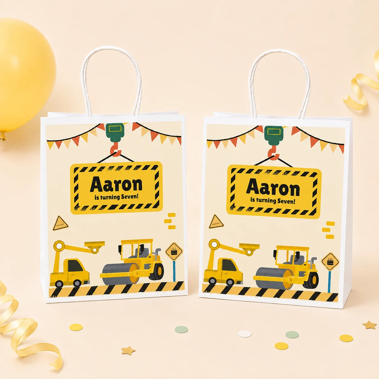 Party bags with personalised labels for party orders