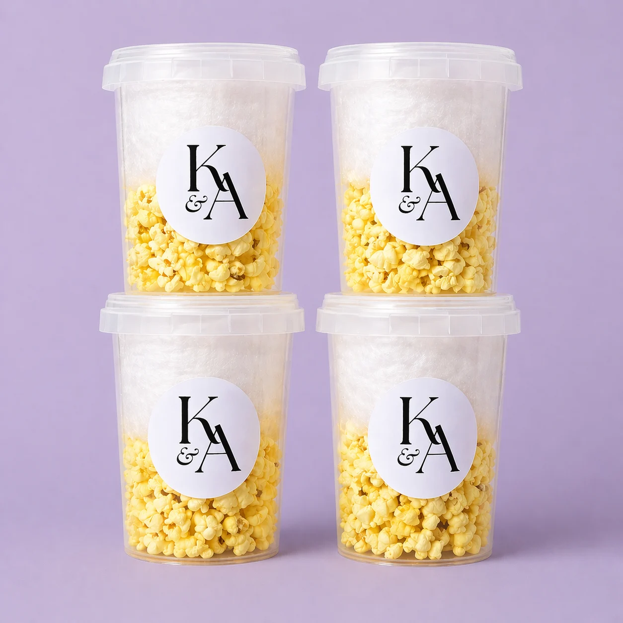 Couple monogram personalised fairy floss and popcorn party favours with wedding and engagement initials design
