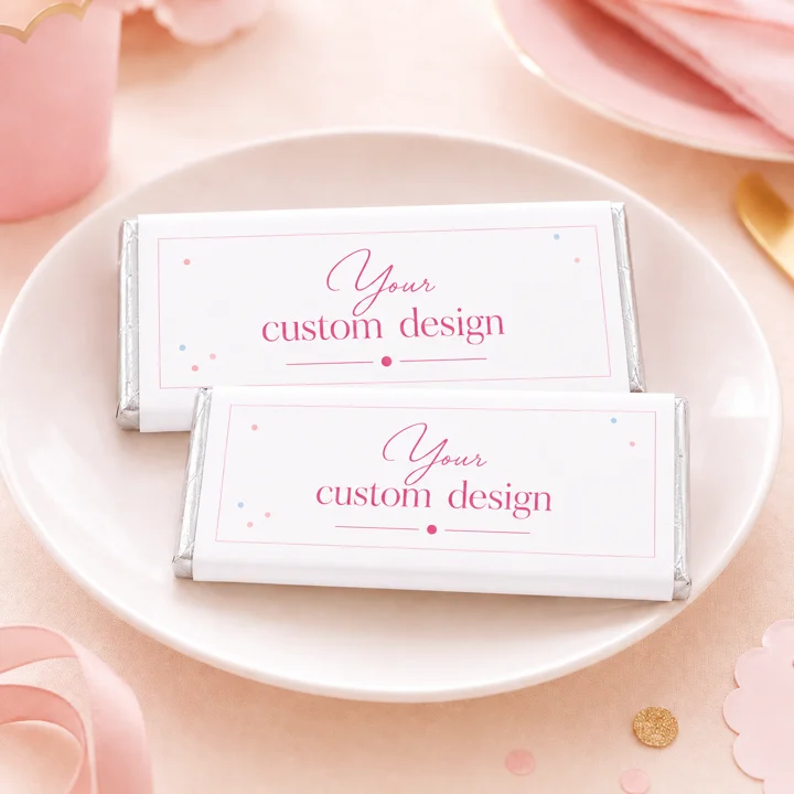 Custom personalised chocolate bars party favours for birthdays, weddings, baby shower and corporate events