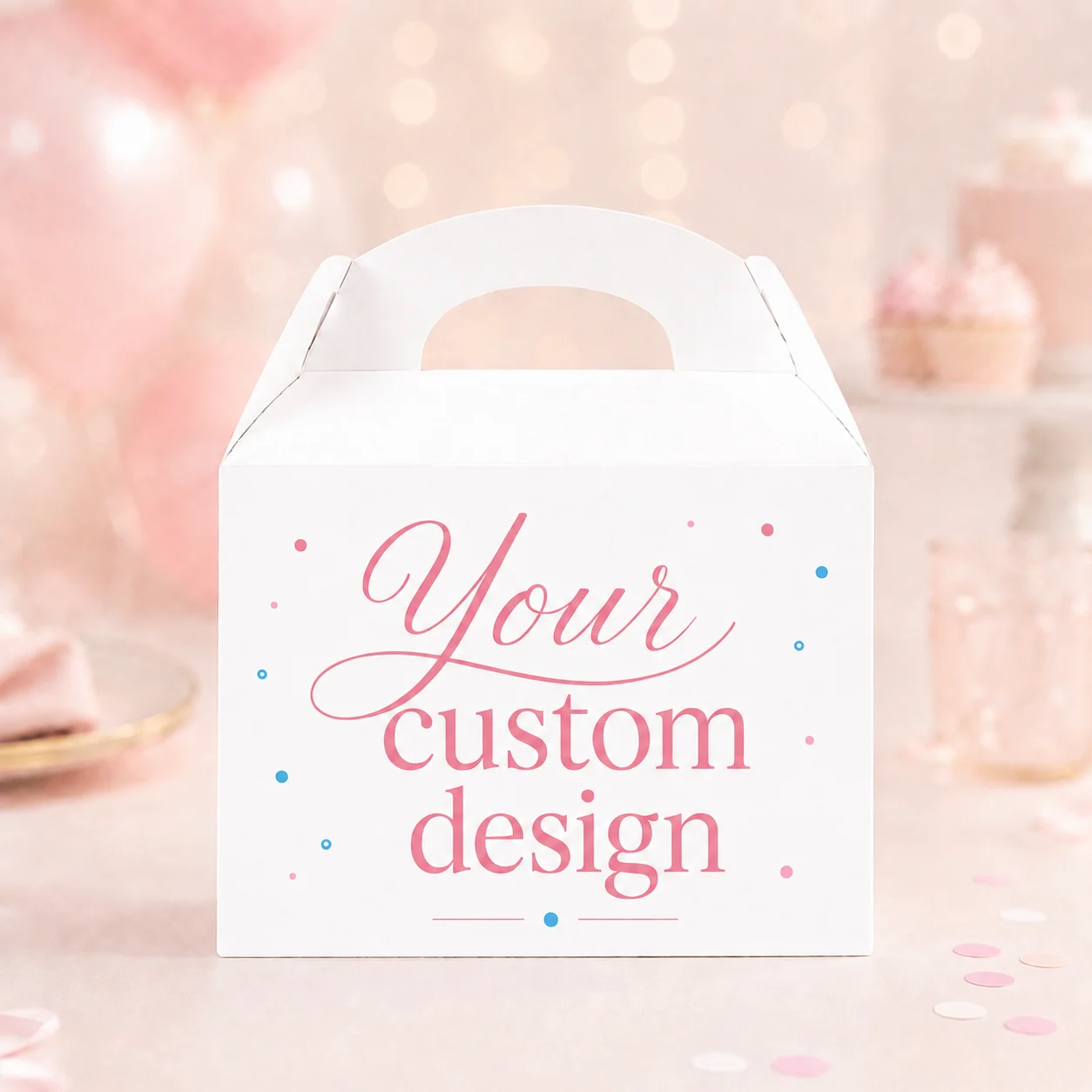 Custom personalised gable boxess, treat boxes, favour boxes with personalised label for birthdays, weddings, baby shower and corporate events