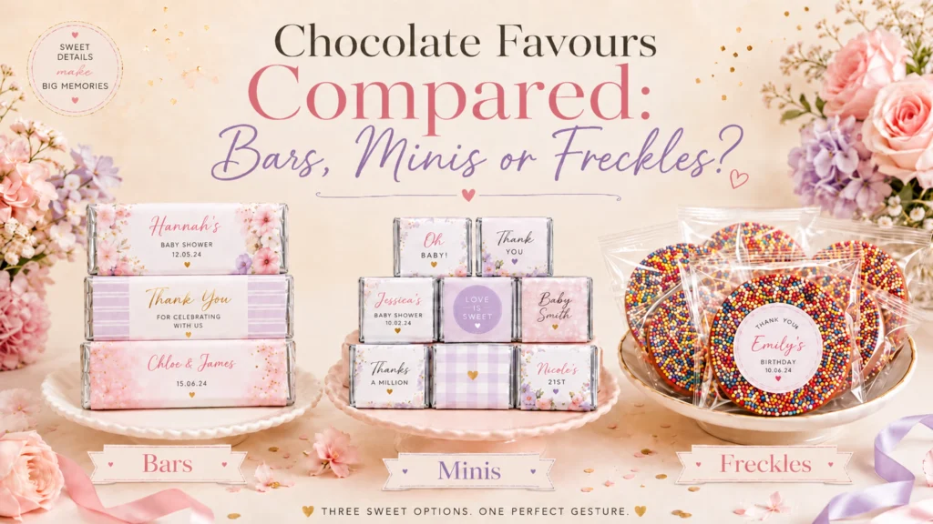 Chocolate Favours Compared: Bars, Minis or Freckles?