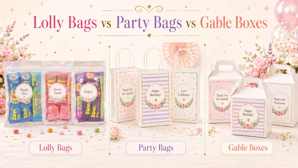 Lolly Bags, Party Bags or Gable Boxes: Which Should You Choose?