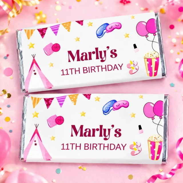 Sweet dreams & sweeter treats 🎀💖
Custom chocolate bars for the cutest sleepover birthdays ✨